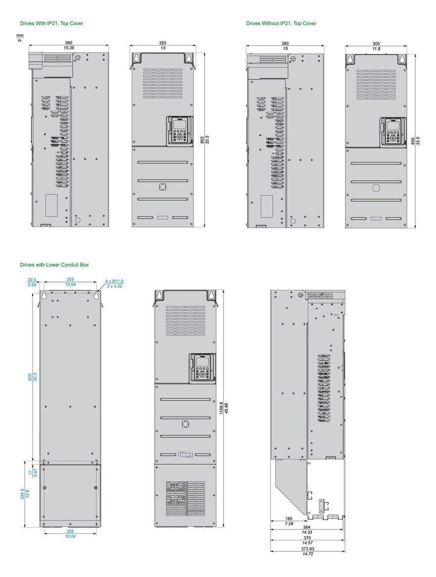 Frequenzumrichter ALTIVAR 380-480V E3ph A3ph 500Hz 50/60Hz IP21 5%F 15%V