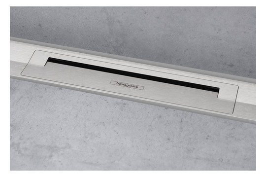 hansgrohe RainDrain Flex Duschrinne 1600 mm, Edelstahl optic, Fertigset, kürzbar, zur Wandmontage