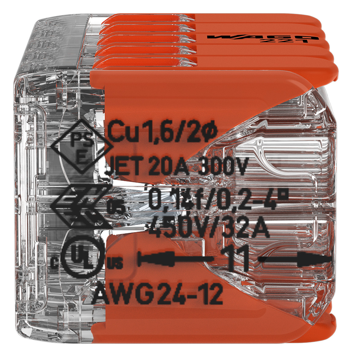 Steckklemme 10f 450V 32A 0,2-4qmm or m.BetätiHebel f.Massivleiter 0,14-4qmm