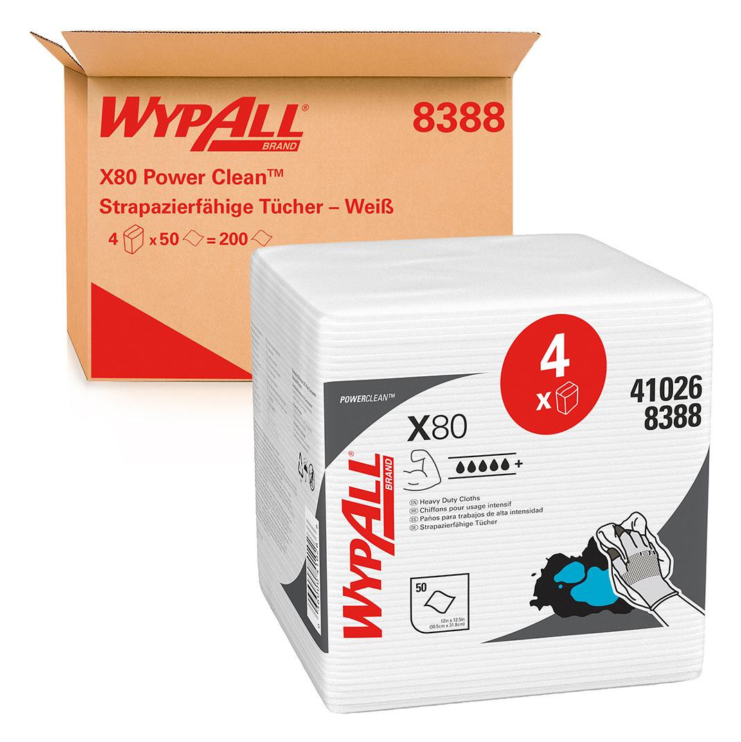Bild WYPALL X80 Wischtücher 31,5x33 weiß Karton 4x50Tü.-1