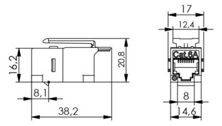 Modular-Kupplung 6 RJ45/RJ12 Schirm ger Buchse/Buchse einrasten