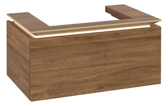 V&B Waschtischunterschrank Legato 80x38x50cm, Waschtisch mittig, mit LED-Beleuchtung, Kansas Oak