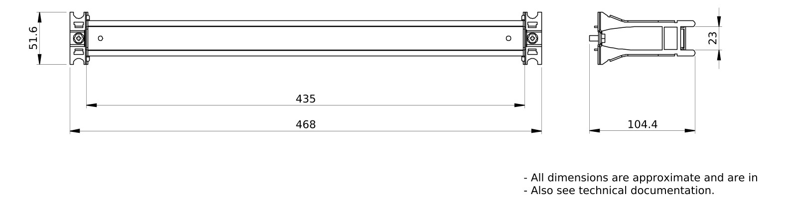 Tragschiene 52x468x100mm Metall