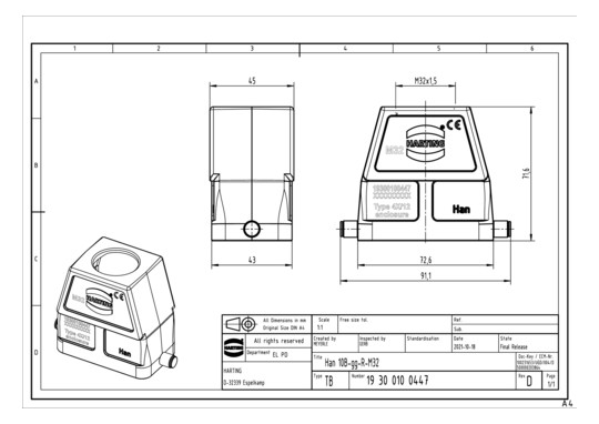 HART Tüllengehäuse M32       19300100447 