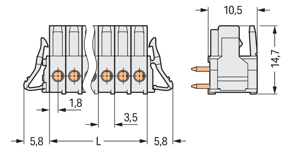 Platinenstecker Stift 12p Serie 734 lgr 1re 3,5mm Zinn Löt 1,5mm frei
