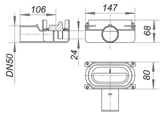 Dallmer Ablaufgehäuse CeraLine Nano, DN 50
