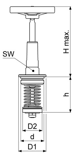 Schlösser KFR-Ventil-Oberteil 1819 DN 25, G 1, Messing, steigende Spindel