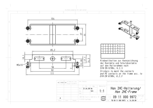 HART Han 2HC-Halterung (650A 09110009972 