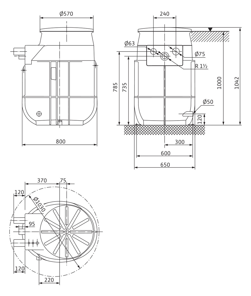 Wilo Schachtpumpstation DrainLift WS 40 E/MTS, 255 l, mit Behälter