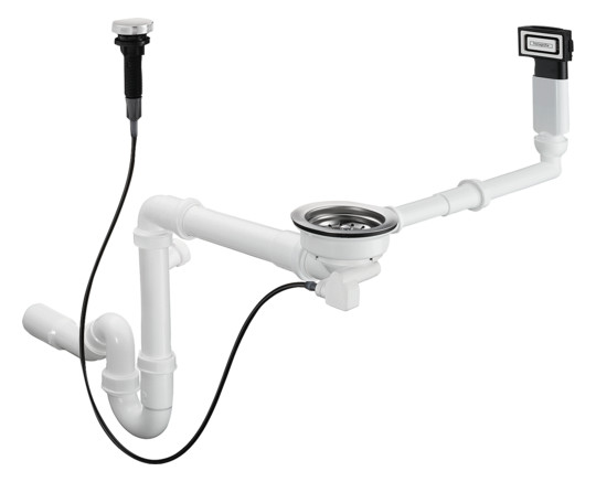 hansgrohe Ab- und Überlaufgarnitur D16-11 automatisch, für Einzelbecken Granit, chrom