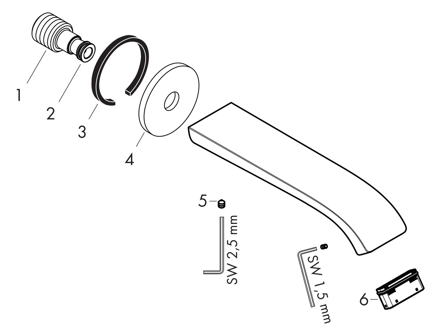 hansgrohe Wanneneinlauf Vivenis Wandmontage, Ausladung 202mm, mattweiß