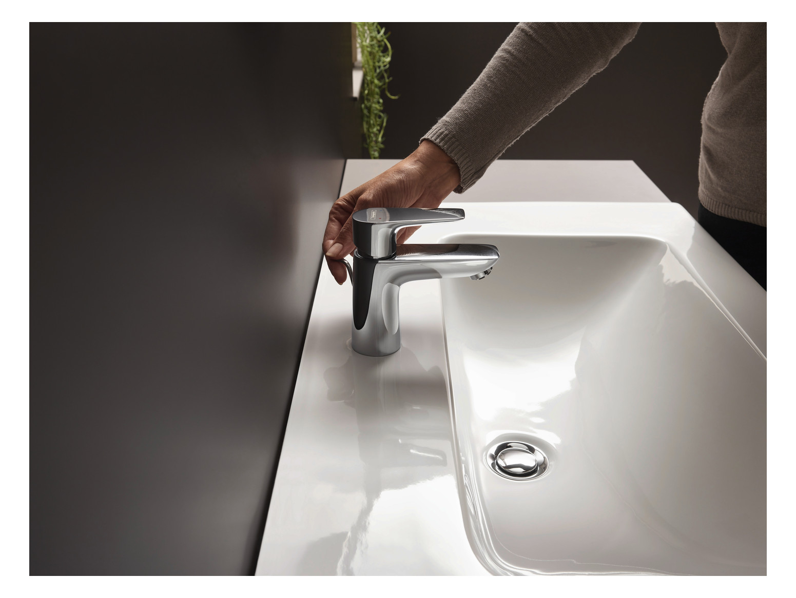 hansgrohe Waschtisch-Einhebelmischer 80 Talis E ND, für offene Warmwasserbereiter, mit Zugstangen-Ablaufgarnitur, chrom