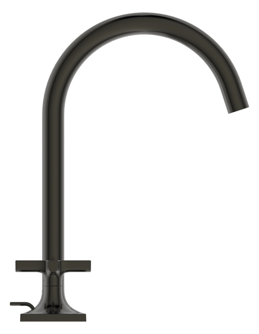 Ideal-Standard 3-Loch-Waschtisch-Armatur Joy Neo Kreuzgriffe, Ausladung 168mm, mit Metall-Ablaufgarnitur, magnetic grey