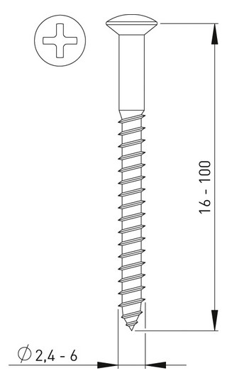 ASW Kreuzschlitz-Holzschraube 4,5 mm x 60 mm, Messing verchromt, DIN 7995