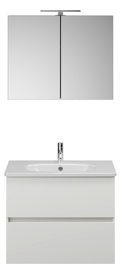 Burgbad Waschtisch-Kombination Rocio mit Spiegelschrank, 80,5 x 200 x 46,5 cm, Weiß Matt