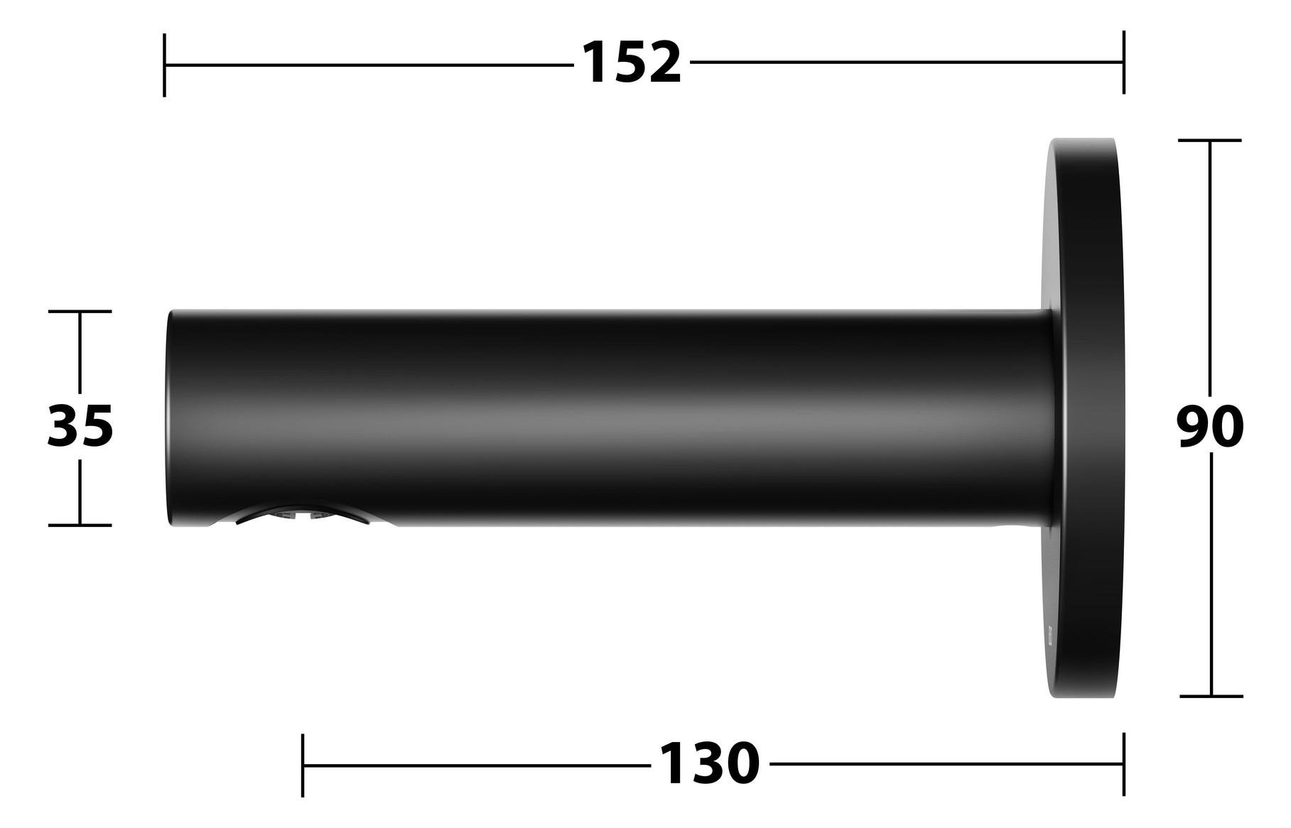 KEUCO Wanneneinlauf IXMO Ausladung 130 mm, schwarz matt, runde Rosette