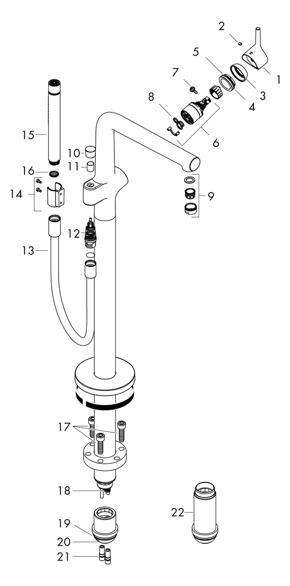 hansgrohe Fertigmontageset Talis S Wannen-Einhebelmischer, bodenstehend, chrom