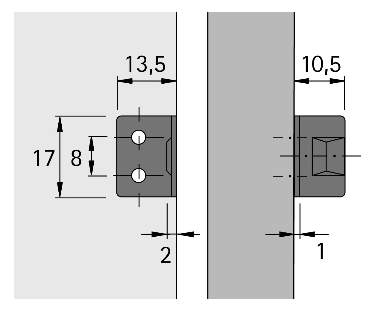Vermaßte Strichzeichnung