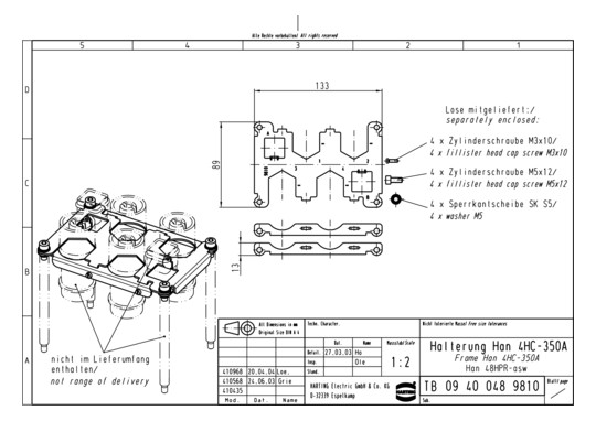 HART Han 48HPR Halterung-asw 09400489810 