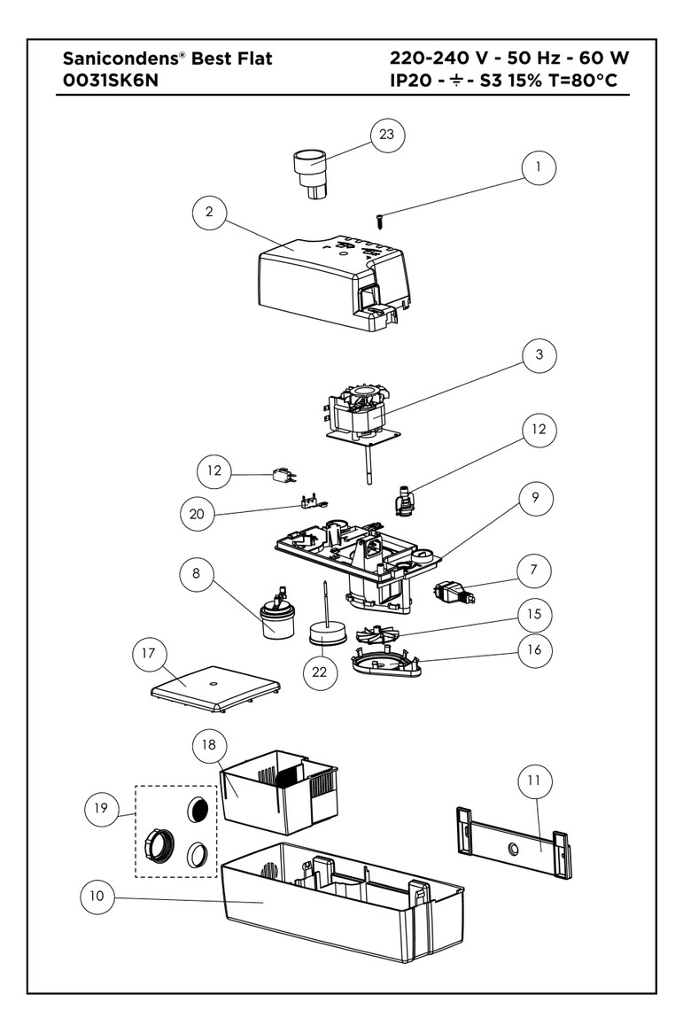 SFA Kondensatpumpe SaniCondens Best Flat Neutralisieren und Abpumpen von aggressivem, saurem Kondensat, weiß