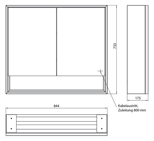 EMCO Aufputz-Lichtspiegelschrank Loft 800x733mm, mit Unterfach, LED, 2-türig, aluminium/spiegel