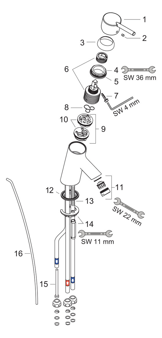 hansgrohe Waschtisch-Einhebelmischer Talis S ND, mit offenen Warmwasserbereiter, Zugstangen-Ablaufgarnitur, chrom