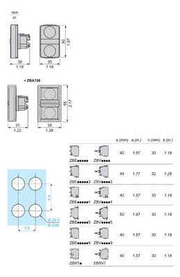Drucktaster Front 3f sw/ws bel.b Ø22,5mm Geeignet für Beleuchtung rechteck IP66