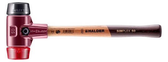 HALDER-Simplex-Schonhammer 50 mm, Gummikomp./Plastik, rot