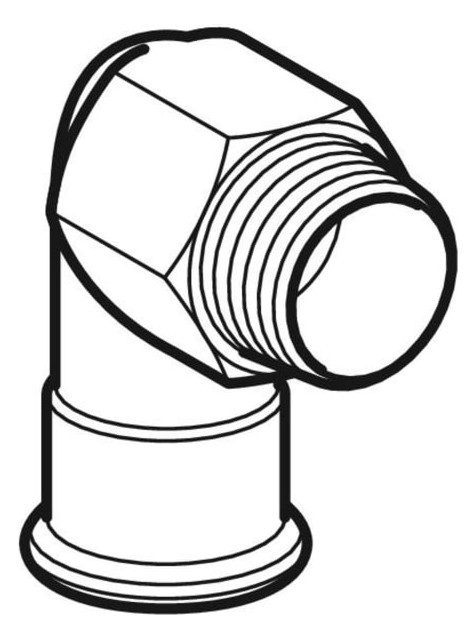 Geberit Gas-Übergangswinkel Mapress 90Grad, mit Außengewinde, Kupfer, Ø 22 mm x R 3/4