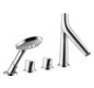 hansgrohe Fertigmontageset Axor Starck Organic 4-Loch-Wannenrandarmatur, mit Thermostat, chrom