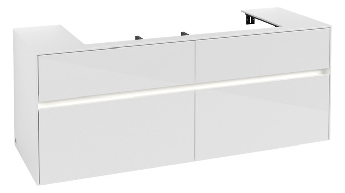 V&B Waschtischunterschrank Collaro 140x54,8x50cm, Waschtisch mittig, LED-Beleuchtung 10,4 W, glossy white V&B Waschtischunterschrank Collaro 140x54,8x50cm, Waschtisch mittig, LED-Beleuchtung 10,4 W, glossy white
