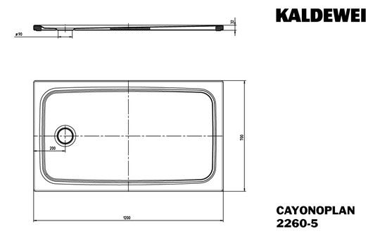 Kaldewei Duschwanne CAYONOPLAN 2260-5 70x120, mit Träger, Antislip Perl-Effekt, bahamabeige