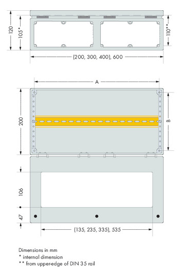 Komplettschrank AP Serie 850 1stö IP65 120x300x200mm