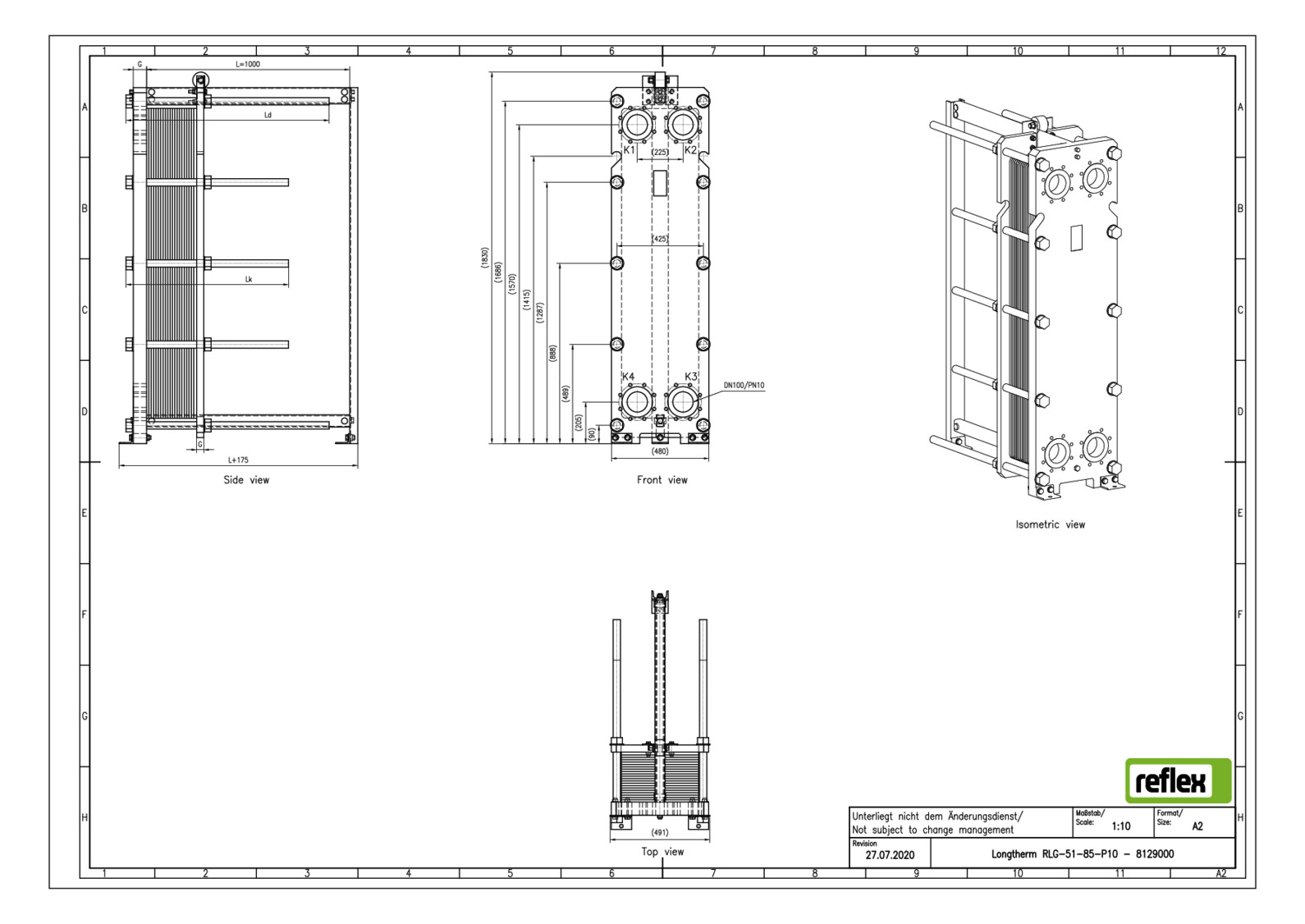 Reflex Wärmetauscher Longtherm RLG-51-85 Plattenzahl 85, geschraubt, Edelstahl