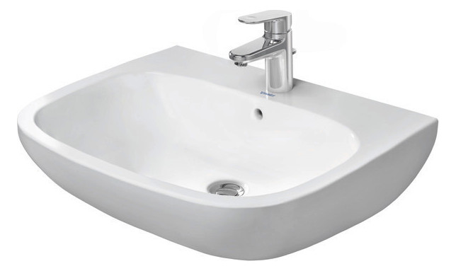 Duravit Waschtisch D-Code 65 x 50 cm, mit Hahnloch, Überlauf, Hahnlochbank, weiß