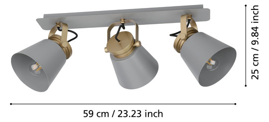 EGLO Balkenspot/3 E27 Grau/Gold    43837 