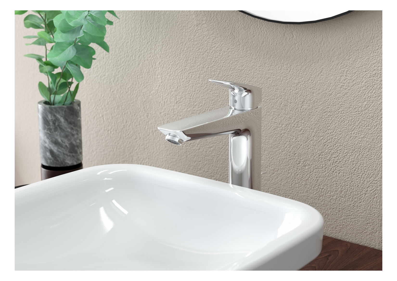 hansgrohe Waschtisch-Einhebelmischer 190 Logis mit Zugstangen-Ablaufgarnitur, chrom