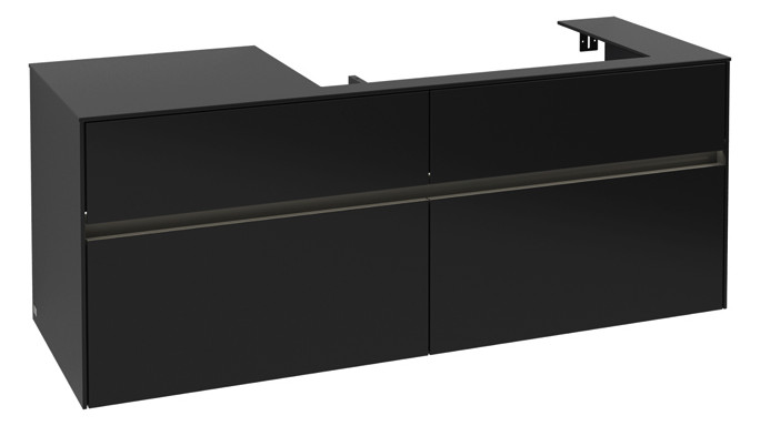 V&B Waschtischunterschrank Collaro 140x54,8x50cm, Waschtisch rechts, mit LED-Beleuchtung, black matt laquer