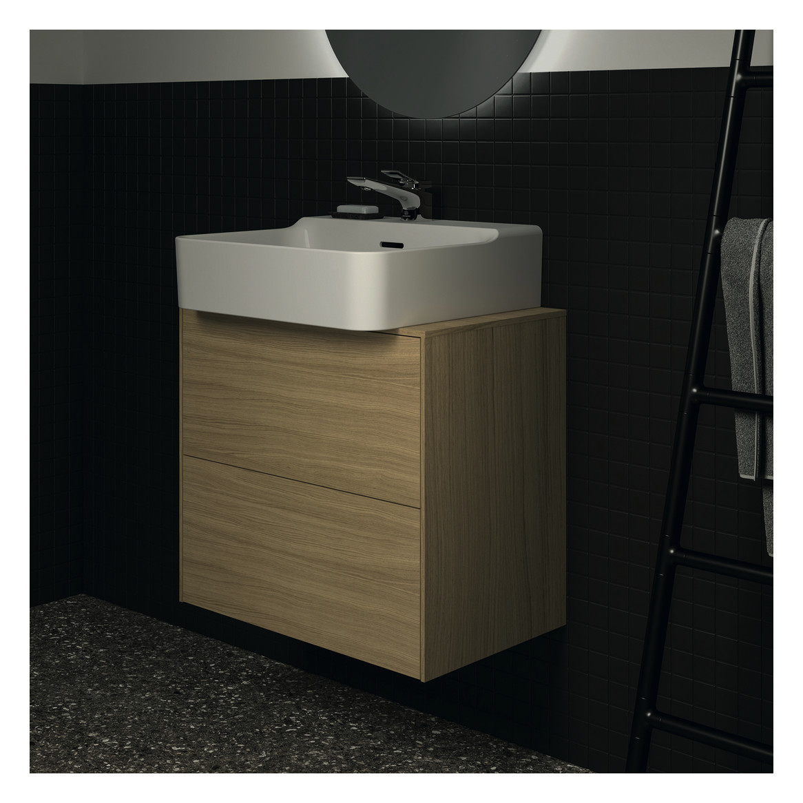 Ideal-Standard Waschtisch-Bundle Conca 07 mit WT-Unterschrank Eiche hell, Spiegel, Armatur