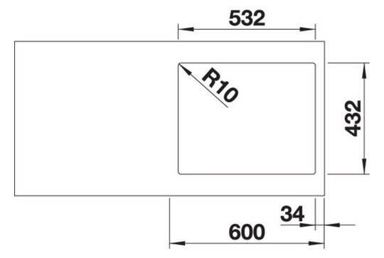 Blanco Becken SUBLINE 500-IF SteelFrame SILGRANIT 54,3 x 44,3 cm, PuraDur weiß, Einbau von oben, mit Zugknopffernbedienung