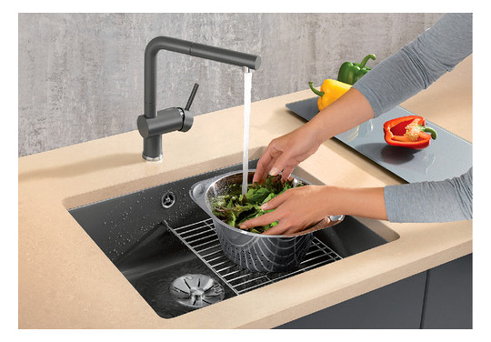 Blanco Becken SUBLINE 500-U Keramik 54,3 x 45,6 cm, PuraPlus kristallweiß glänzend, für Unterbau
