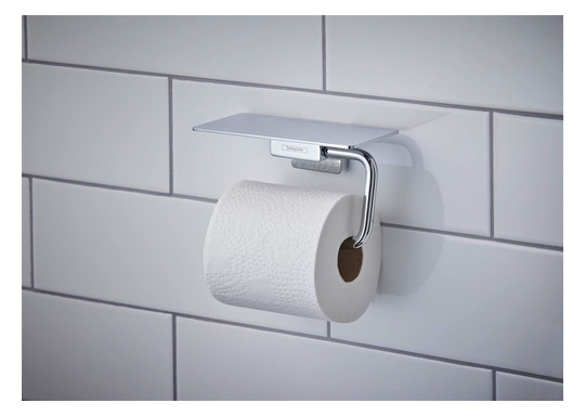 hansgrohe Papierrollenhalter AddStoris mit Ablage, chrom, Wandmontage, Metall