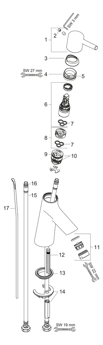 hansgrohe Waschtisch-Einhebelmischer 80 Talis S mit Zugstangen-Ablaufgarnitur, chrom