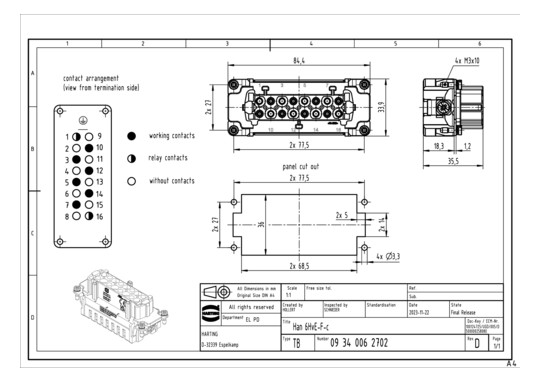 HART Buchseneinsatz 6 pol.   09340062702 
