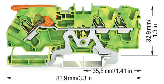 Schutzleiter-Reihenklemme 0,5-6qmm gn/ge 1Etage APL_erf. PEN-Funktion möglich