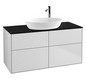 V&B Waschtisch-Unterschrank Wandbeleuchtung Finion 120x60,3cm, Abdeckplatte black matt, White matt lacquer