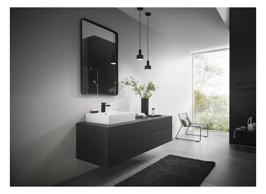 hansgrohe Waschtisch-Einhebelmischer 100 Vernis Shape mit Zugstangen-Ablaufgarnitur, mattschwarz