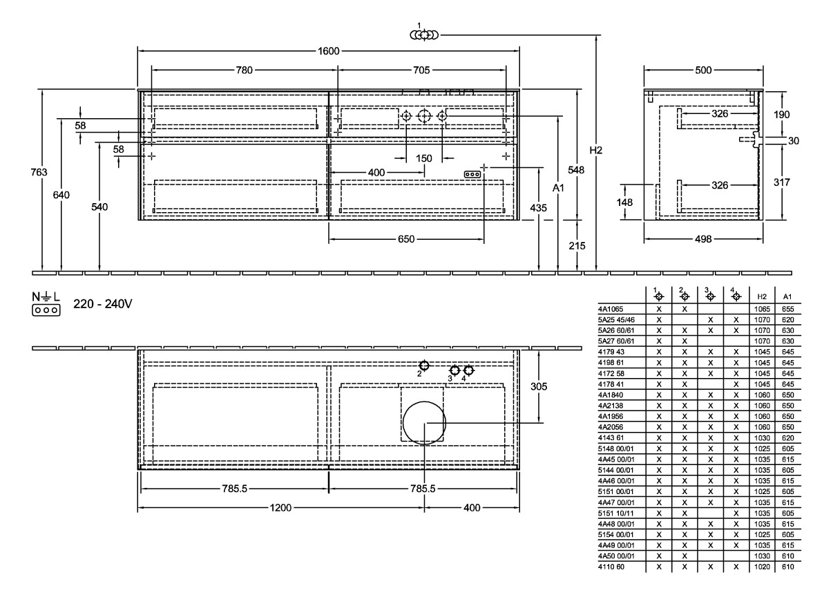 V&B Waschtischunterschrank Collaro 160x54,8x50cm, Waschtisch rechts, LED-Beleuchtung 12W, truffle grey V&B Waschtischunterschrank Collaro 160x54,8x50cm, Waschtisch rechts, LED-Beleuchtung 12W, truffle grey