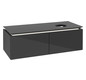 V&B Waschtischunterschrank Legato 120x38x50cm, Waschtisch rechts, mit LED-Beleuchtung, Glossy Grey