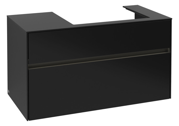 V&B Waschtischunterschrank Collaro 100x54,8x50cm, Waschtisch rechts, LED-Beleuchtung 7,3 W, black matt laquer